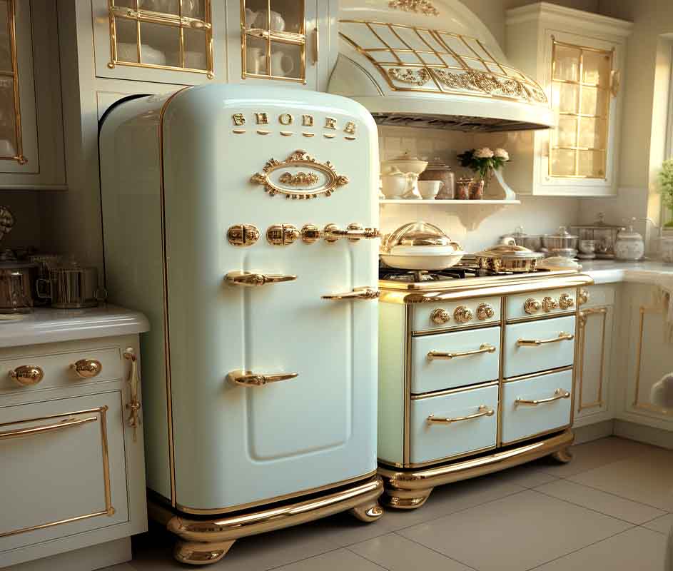 White And Gold Kitchen Appliances